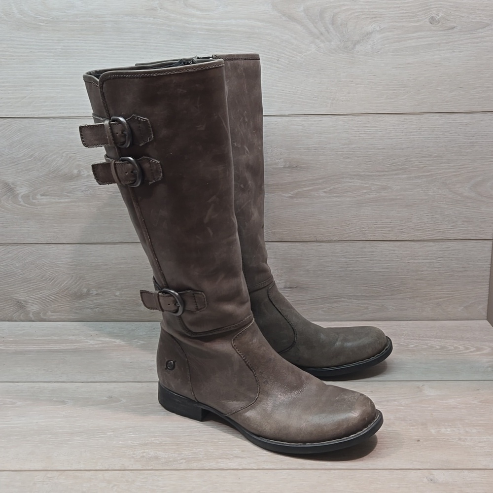 Born Women Leather Riding Boots moto shoes sz 8